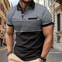 Men’s Casual Stripe Polo Shirt - 8 Colours, 6 Sizes