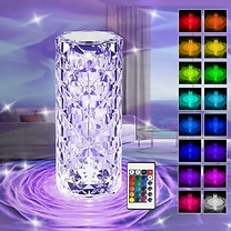 16 Colour-Changing Rose Crystal Lamp! - Touch & Remote Controlled