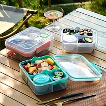School Lunch Box with Sections & Snack Pot - 3 Colours & 2 Sizes