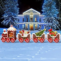 Set of 4 Indoor or Outdoor Christmas Train Decoration!