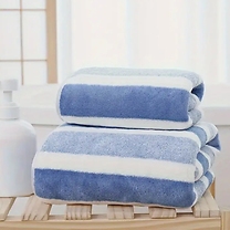 2-Piece Quick Drying Striped Towel Set - 5 Colours