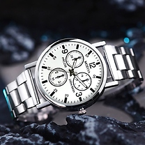 Men's Stainless Steel Quartz Watch - 2 Colours