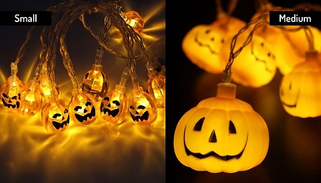 1.5m, 4.5m or 6m LED Pumpkin Light String Halloween Decoration - 5 Styles