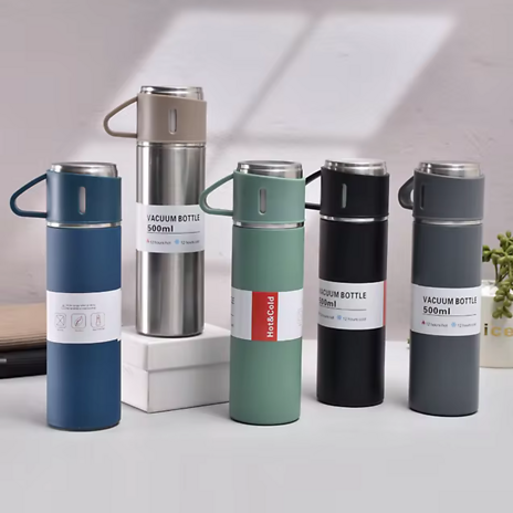 500ml Stainless Steel Vacuum-Insulated Flask Set - 6 Colours