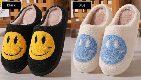 Smiley Face Plush Slippers - 11 Colours, 5 Sizes!