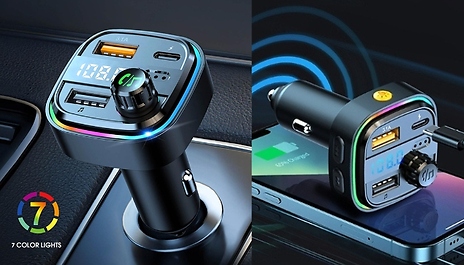 Multi-Colour Bluetooth Transmitter with Dual Charging Ports!