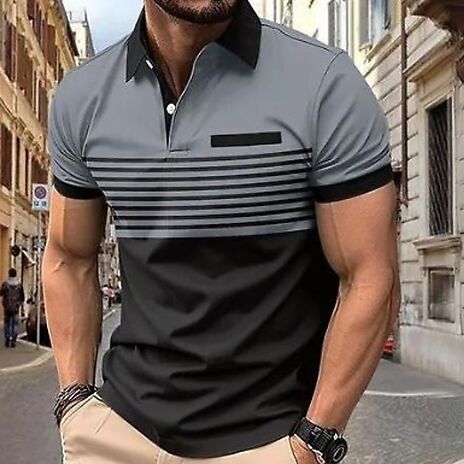 Men’s Casual Stripe Polo Shirt - 8 Colours, 6 Sizes