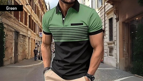 Men’s Casual Stripe Polo Shirt - 8 Colours, 6 Sizes