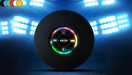 Waterproof Bluetooth Shower Speaker with LED Lights - 6 Colours