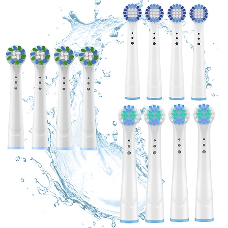 Toothbrush Heads Compatible with Oral B - 4, 8, 12, 16 or 24 Pack, 3 Styles