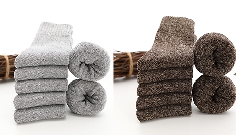 5 or 10-Pack of Warm Wool Socks - 5 Colours