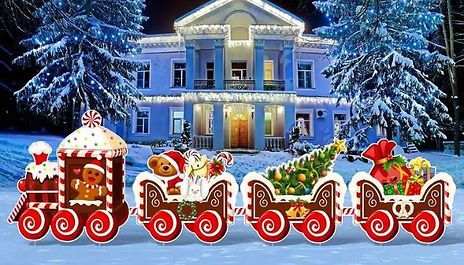 Set of 4 Indoor or Outdoor Christmas Train Decoration!