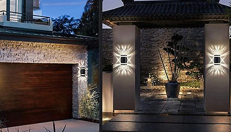 2 or 4 Solar Hollow Pattern Outdoor Wall Lights - 3 Colours