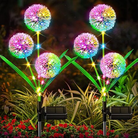 2 or 4-Pack Solar-Powered Waterproof Dandelion Lights!