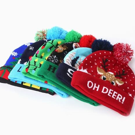 LED Knitted Christmas Hat - 6 Colours