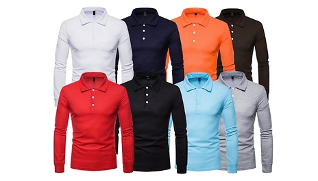 Men’s Long Sleeve Polo Shirts - 8 Colours & 5 Sizes