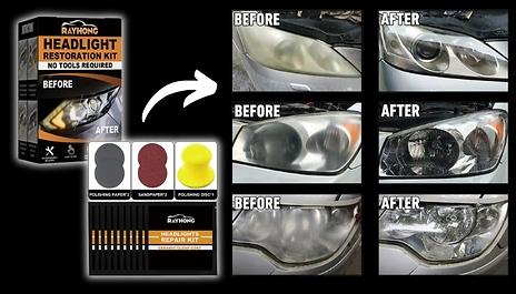 Car Headlight Restoration Kit - Crystal Plated Polish, Scratch Remover & Yellowing Prevention