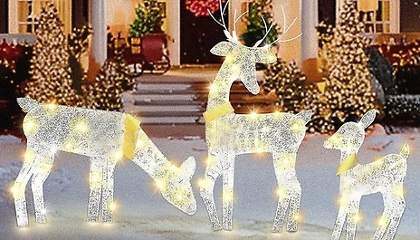 1 or 3 Light-Up 2D Reindeer Outdoor Decorations! - 3 Sizes