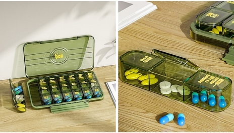 Portable Weekly Medicine Pill Organiser Case - 5 Colours, 3 Sizes
