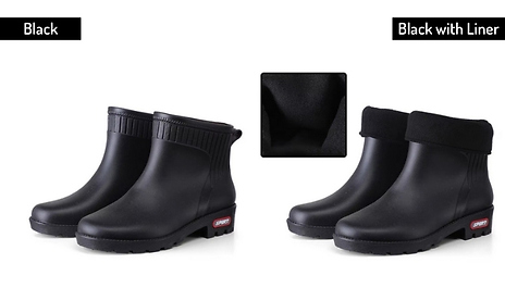 Non-Slip Waterproof Ankle Rainboots with Optional PVC Liner - 5 Colours & 5 Sizes