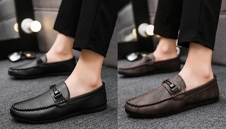 Men’s PU Leather Lightweight Slip-On Shoes - 2 Colours, 6 Sizes
