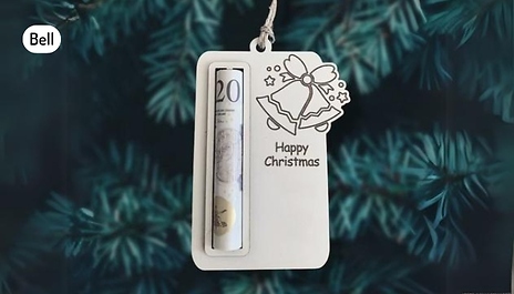 1, 2 or 4 Christmas Money Clip Holder Decorations - 6 Designs