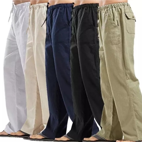 Men’s Elastic Waist Drawstring Baggy Pants with Pockets - 7 Colours, 6 Sizes