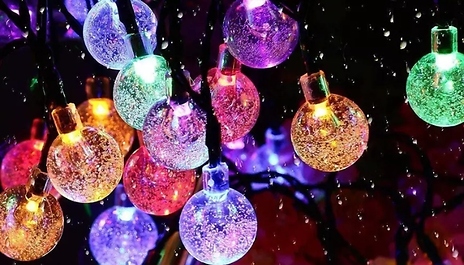 1 or 2 Solar-Powered 30-50 LED String Lights - 3 Colours