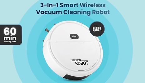 3-in-1 Smart Wireless Vacuum Cleaning Robot - Black or White!