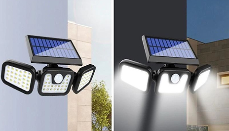 74 LED Solar Powered Motion Sense Garden Wall Light - 1 or 2 Pack