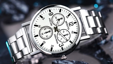 Men's Stainless Steel Quartz Watch - 2 Colours