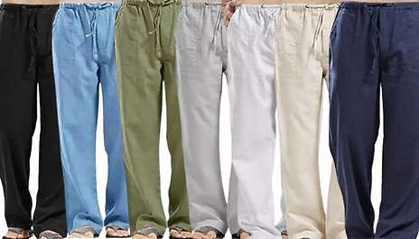 Men’s Elastic Waist Drawstring Baggy Pants with Pockets - 7 Colours, 6 Sizes