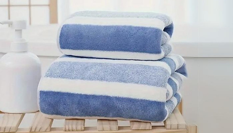 2-Piece Quick Drying Striped Towel Set - 5 Colours
