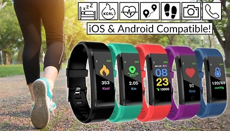 HR12+ Fitness Tracker with Blood Pressure, Oxygen & Heart Rate Monitor - 5 Colours