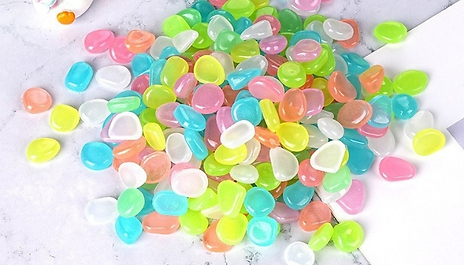 50-1000 Glow-In-The-Dark Pebbles - 8 Colours