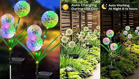 2 or 4-Pack Solar-Powered Waterproof Dandelion Lights!