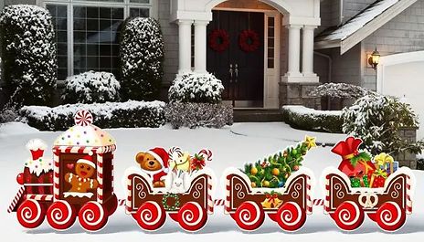 Set of 4 Indoor or Outdoor Christmas Train Decoration!