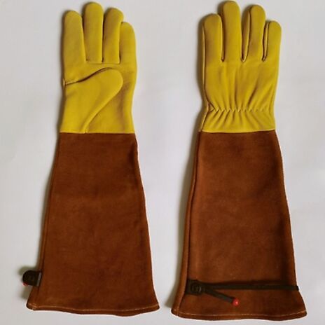Heavy-Duty Goatskin Long Sleeve Gardening Gloves - 2 Colours & 4 Sizes