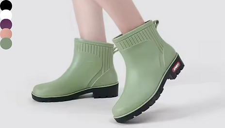 Non-Slip Waterproof Ankle Rainboots with Optional PVC Liner - 5 Colours & 5 Sizes