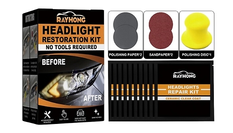 Car Headlight Restoration Kit - Crystal Plated Polish, Scratch Remover & Yellowing Prevention