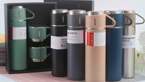500ml Stainless Steel Vacuum-Insulated Flask Set - 6 Colours