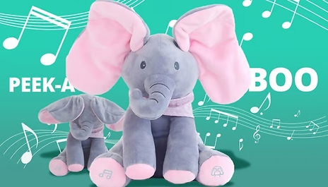 Peek-a-Boo Singing Plush Animal Toy - 3 Options