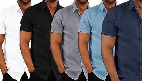 Men's Buttoned Linen Shirt! - 5 Colours & 7 Sizes