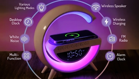G Shaped Wireless Charger Speaker & Lamp
