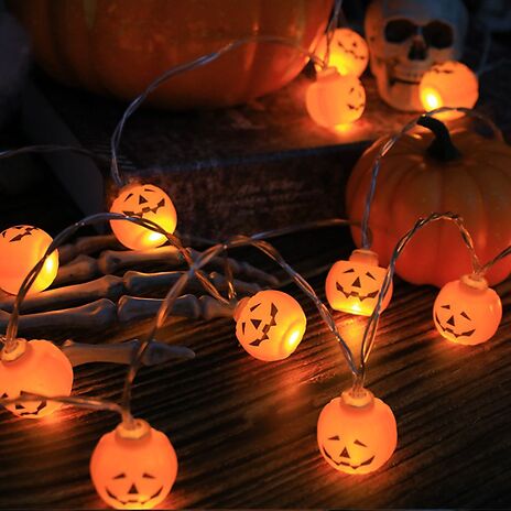 1.5m, 4.5m or 6m LED Pumpkin Light String Halloween Decoration - 5 Styles