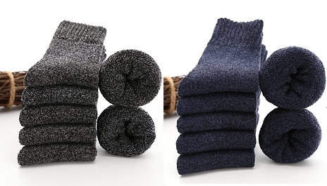 5 or 10-Pack of Warm Wool Socks - 5 Colours