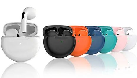 Pro 6 Wireless Earbuds and Charging Case - 6 Colours