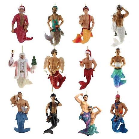 Quirky Mermen Christmas Tree Decorations - 12 Styles