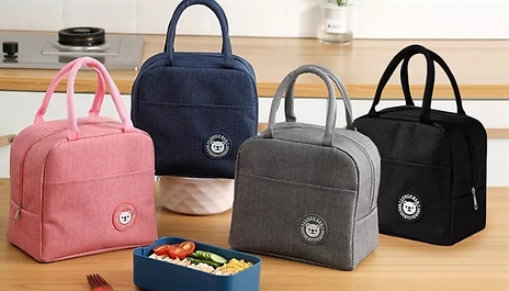 1 or 2-Pack Insulated Thermal Lunch Bags - 4 Colours