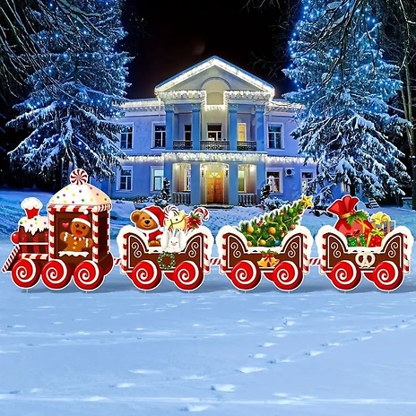 Set of 4 Indoor or Outdoor Christmas Train Decoration!